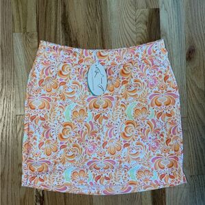 Greg Norman  Golf Skort  - Orange Pink Paisley